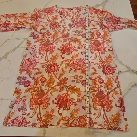 Roberta Roller Rabbit Womens Floral Cotton Tunic Blouse Pink White Size Large - Picture 5 of 8